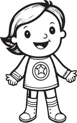 Happy boy cartoon character coloring page vector illustration
