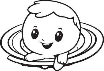Happy cartoon boy playing with a ball. vector illustration