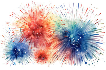 A bright splash of fireworks or Holi colors watercolor on white background, valentines day concept