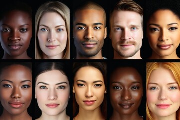Obraz premium A collage of different faces of the different ethnicities.