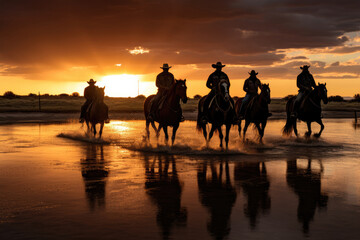 A Group Of People Riding Horses