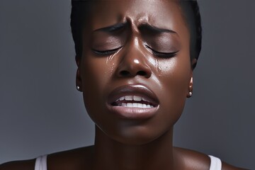 A Black Woman Crying - obrazy, fototapety, plakaty