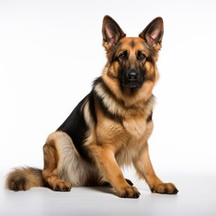 German shepherd dog isolated on white background, AI generated