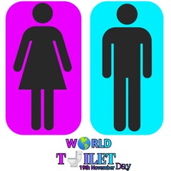 World Toilet Day 19 November. 19 November world toilet day. men and women toilet sign with pink and blue. Beautiful graphic design which shows world toilet day 19 November. Male and female symbol.