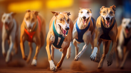 Greyhound dog running on track - Powered by Adobe