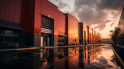 Self storage warehouse exterior.