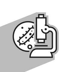 bacteria, clinical analysis, microscope linear icon, vector illustration 