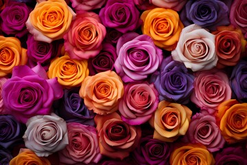 Fototapeta premium Various roses in many shades arranged together