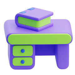 3D Library Desk Illustration