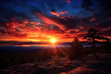 Breathtaking Night Sky With Milky Way Stunning Sunset Colors