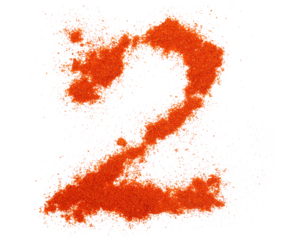 Red paprika powder number  two, 2 symbol isolated on white, clipping path