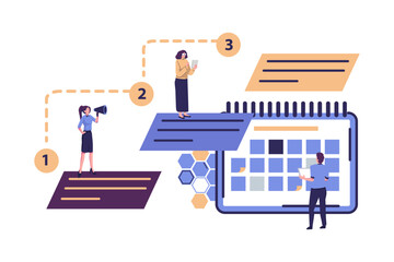 presentation schedule showing the project stpe by step flat vector illustration