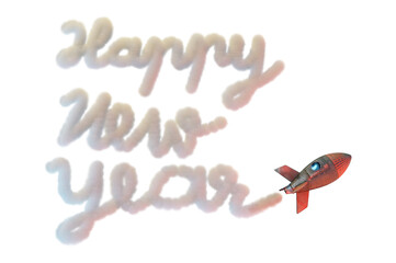 3D Illustration,HAPPY New Year  number with rocket