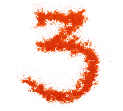 Red paprika powder number three, 3 symbol isolated on white, clipping path - Powered by Adobe