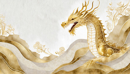 Gold dragon on a white background
- 678650934