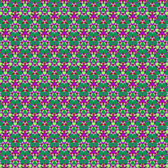 Vivid abstract geometric mosaic tile pattern in green, pink, purple and dark blue colors