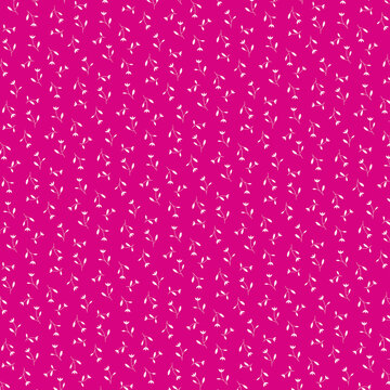 Simple white tulip flowers on a bold pink magenta background Ditsy girl floral dress fabric pattern