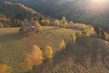 Autumn aerial landscape from rural Romania