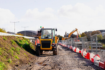 construction of railway tracks in the UK in autumn