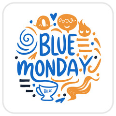 Blue Monday Typography and elements design for T shirt, poster, and print