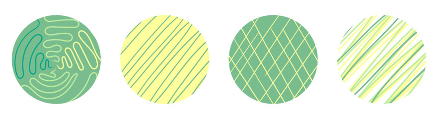 Vector set of abstract round backgrounds in yellow-green shades.