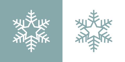 Tiempo de Navidad. Silueta lineal de copo de nieve con estrella para su uso en invitaciones y tarjetas © teracreonte