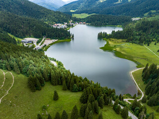 Aerial view, Spitzingsee, place Spitzingsee, Mangfall Mountains, drone recording, Upper Bavaria,...