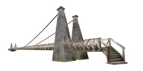 Papier Peint photo Tower Bridge old suspension bridge isolated png