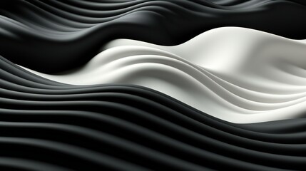 Sinuous Black and White Waves Creating a Mesmerizing Abstract Textured Landscape
