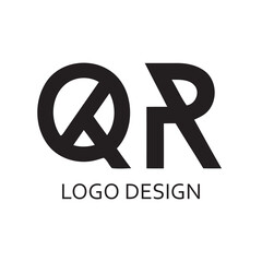 simple black letter QR for logo company design