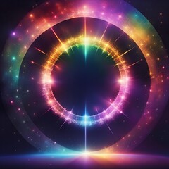 Leuchtende regenbogenfarben bunte Spuren, Kreise und Spiralen, wie ein kosmische Wellen, Tunnel oder Strudel in fernen Galaxien. Hintergrund und Vorlage für Wissenschaft und Technik.