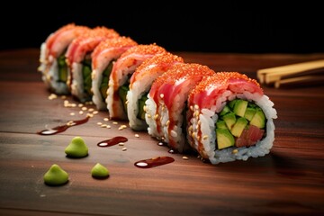Tuna And Green Bean Maki In Restaurant Image