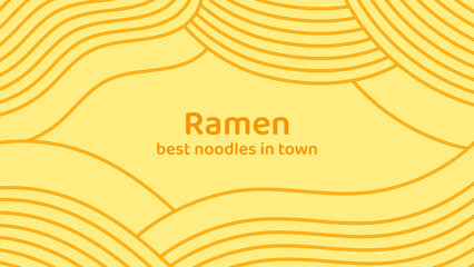 Yellow ramen soup texture banner template. Asian instant noodle, pasta or spaghetti. Japanese, Chinese wavy design. Background abstract food illustration - obrazy, fototapety, plakaty