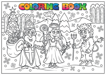 children winter coloring book (winter, Christmas, theme)