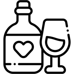 Vector Icon Wine, Drink, Bottle, Alcohol, Glass, Celebration