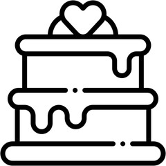 Vector Icon Cake, Dessert, Sweet, Wedding Cake, Bakery, Love