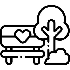 Vector Icon Park, Bench, Dating, Love, Romance, Tree