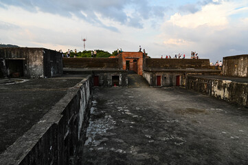 Fototapeta premium Kaohsiung, Taiwan - OCT 16, 2021: Cihou Fort or Cihou Battery formerly guarding northern entrance to Kaohsiung Harbor but now a popular weekend hike for locals and tourists.