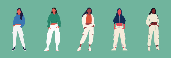 Minimalistic Fashion Illustrations of Women in Cargo Pants