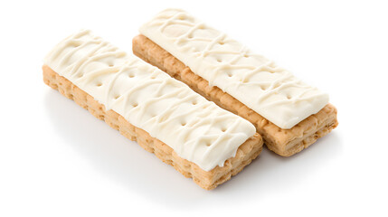 White Chocolate Drizzled Biscuits on White Background