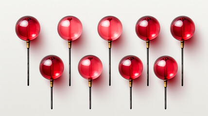 christmas decoration with red balls and red baubles on white background