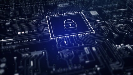 Lock motherboard UI HUD technological infographic elements.HUD 2GFX Technology Sci Fi.Blue