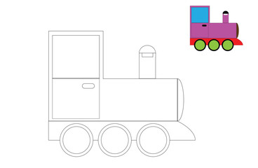 A Train Children Coloring Page. Educational and creative materials for children vector.