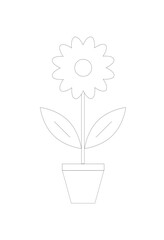 Simple Flower in a Pot Children Coloring Page. Educational and creative materials for children vector.
