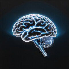 暗い背景 活動する脳のシンプルなイラスト dark background simple illustration of a brain in action