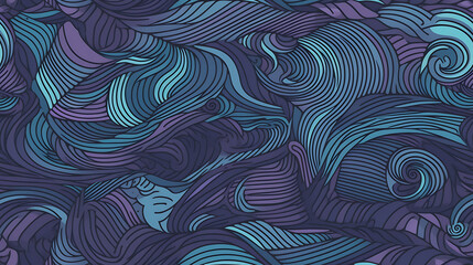 abstract pattern with waves, purple and blue - Seamless tile. Endless and repeat print.