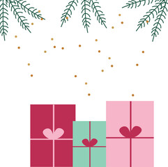 new year card christmas tree with boxes vector illustration