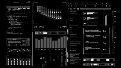 UI HUD technological infographic elements.HUD 2GFX Technology Sci Fi 2D texture.User Interface data display. AI .