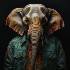 3d cartoon elefant in jacket