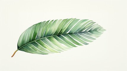 Watercolor painting of green palm leaves isolated on white background